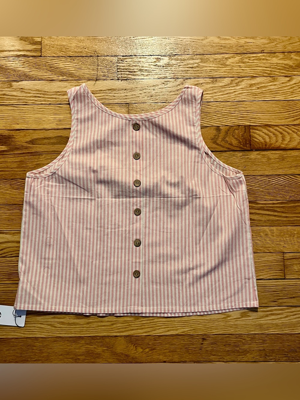 Pink & White Striped Cotton Tank Top Size M NWT